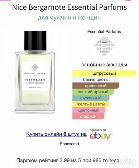 Nice Bergamote Essential Parfums распив парфюма