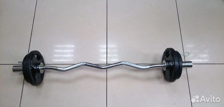Штанга гриф W-образный с дисками 50 мм. - 23 кг