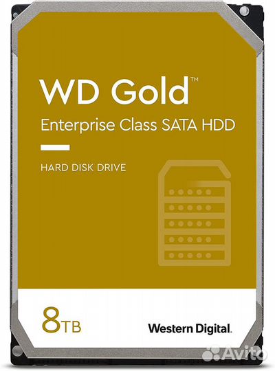 Жесткий диск WD Gold 8TB HDD, 3.5",SATA 6Gb/s,7200