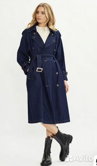Плащ пальто джинсовый оверсайз 42-48