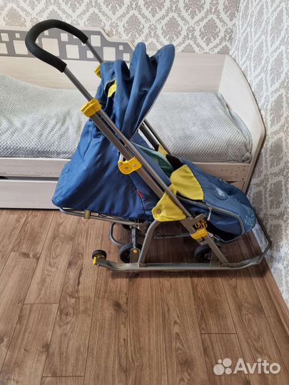 Санки коляска с колесами