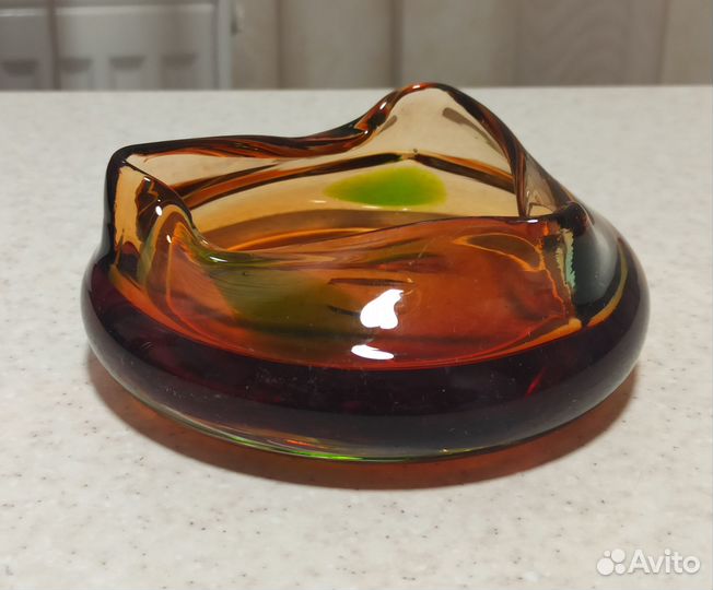 Пепельница СССР, цветное богемское стекло