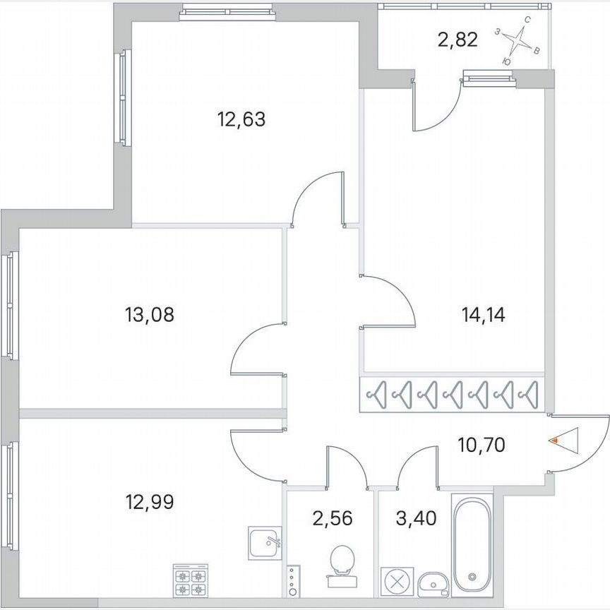 3-к. квартира, 70,9 м², 1/4 эт.