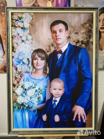 Портрет по фото на холсте портрет печать в Москве