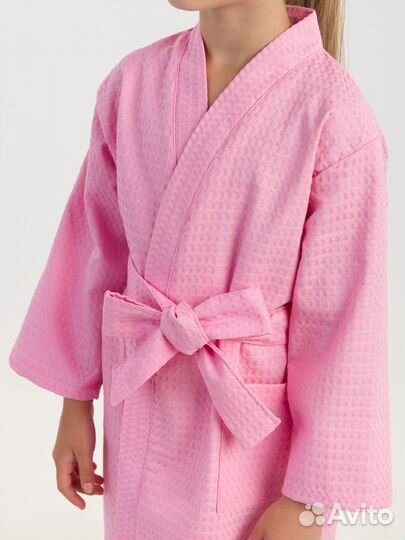 Детский халат вафельный Розовый hvkd