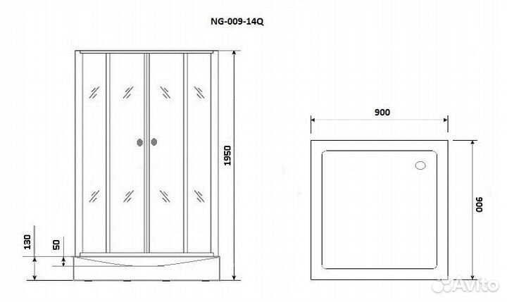 Душевой уголок Niagara Eco 1950x900x900 (тонирован