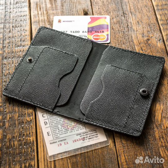 Портмоне-кошелёк ручной работы, чёрный