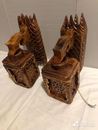 Светильники из дерева под старину