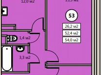 2-к. квартира, 54 м², 5/5 эт.