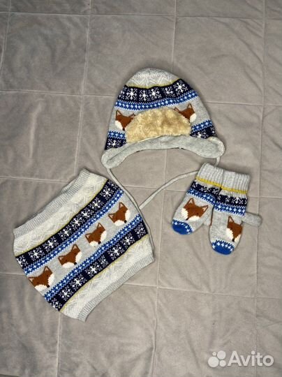 Детский комплект шапка/снуд/варежки HM