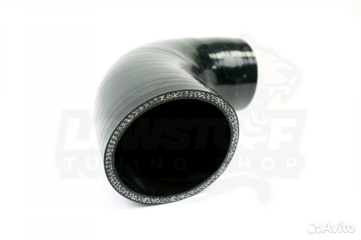 Патрубок силиконовый 90 град 63мм длина 100мм стенка 5мм черный