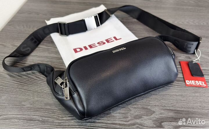 Мужская кожаная сумка слинг банан Diesel lux новая