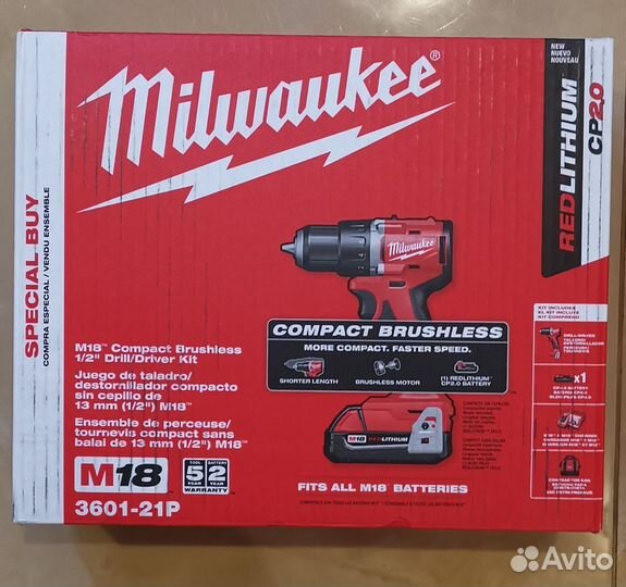 Шуруповерт milwaukee 3601-21 m18 комплект