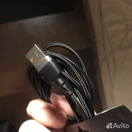 Кабель micro usb 1,5м в тканевой оплётке черный