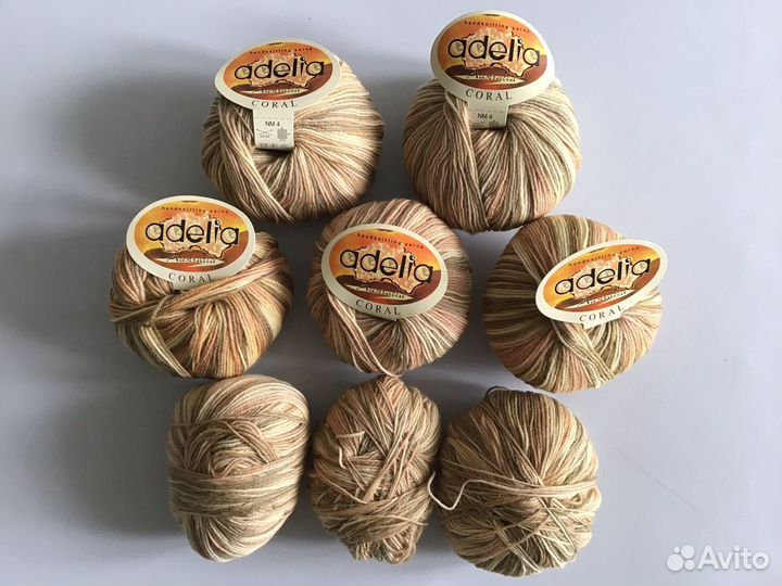 Шерсть 95% пряжа Adelia Coral меланж, за всё