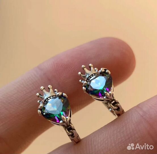 Серебряные серьги корона Chanel