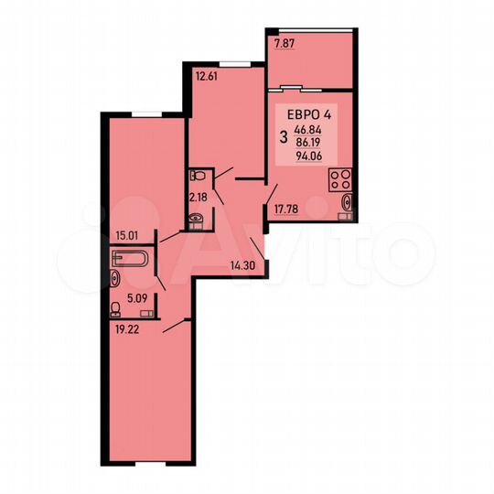 3-к. квартира, 94,1 м², 21/25 эт.