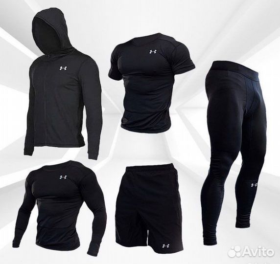 Рашгард мужской комплект 5 в 1 Reebok