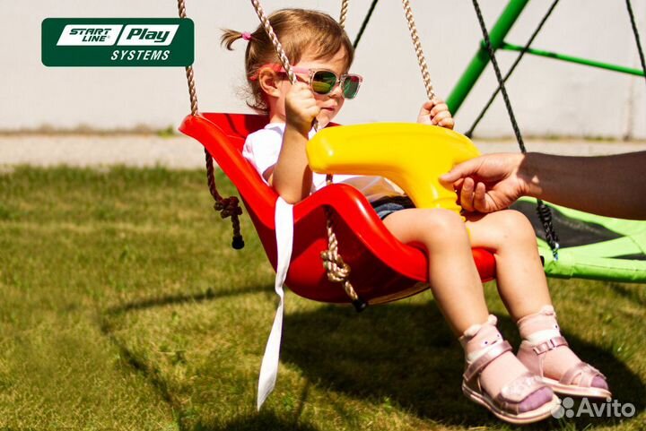 Качели детские уличные металлические 3 секции