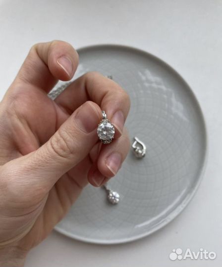 Серебряные украшения 925 пробы (серьги, подвеска)