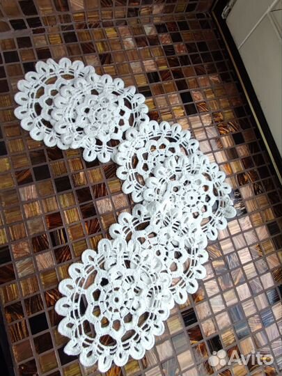 7 белых салфеток, ручная работа, крючок