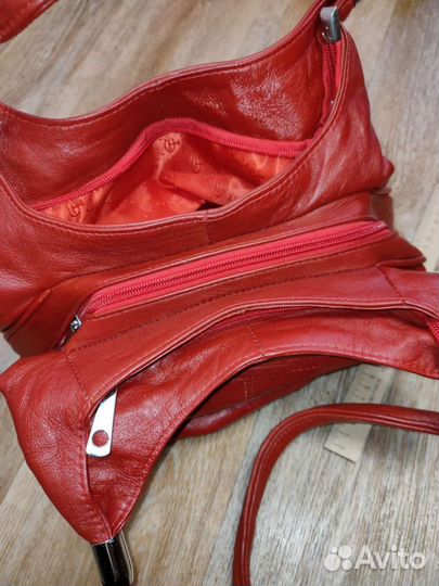 Сумка натуральная кожа красная