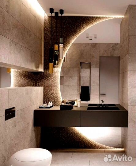 Полукруглое зеркало с подсветкой на заказ