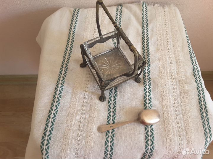 Сахарница старинная с ложечкой. Антиквариат
