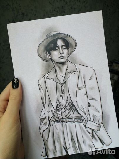 BTS Тэхен рисунки принты