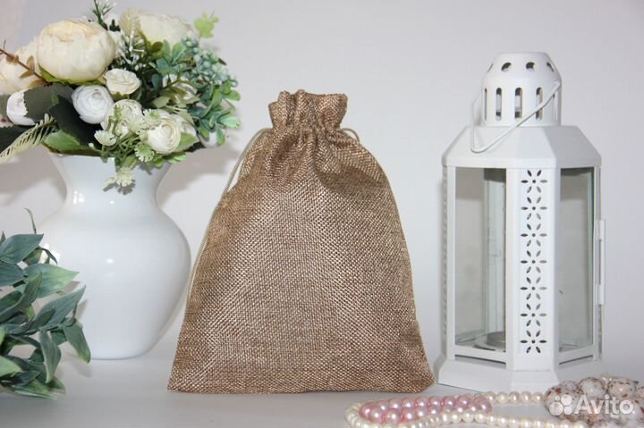 Подарочные мешочки льняные, цвет микс