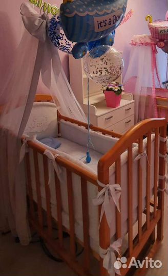 Бортики и балдахин в кроватку бу