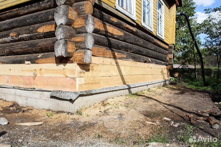 Подъем дома. Замена венцов. Фундаментные работы