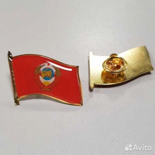Значок Флажок Герб СССР, заливка смолой