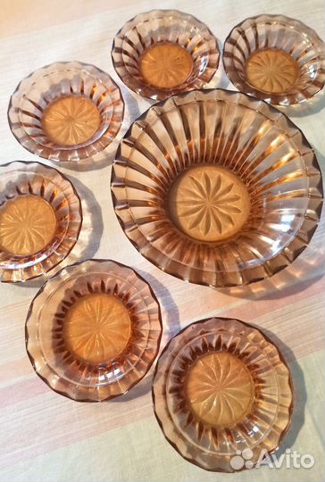 Вазочка/конфетница и 6 розеток СССР