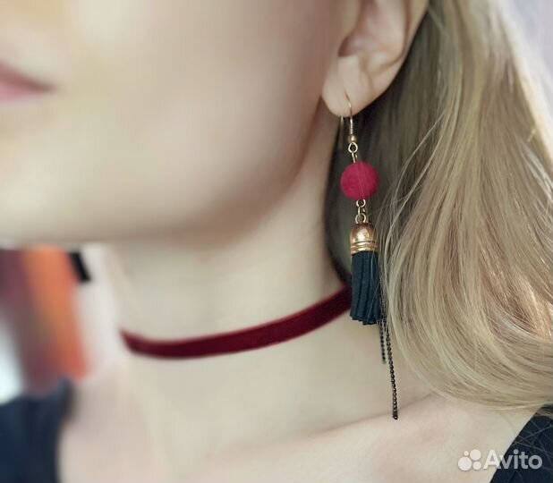 Чокер серьги новые бархатные