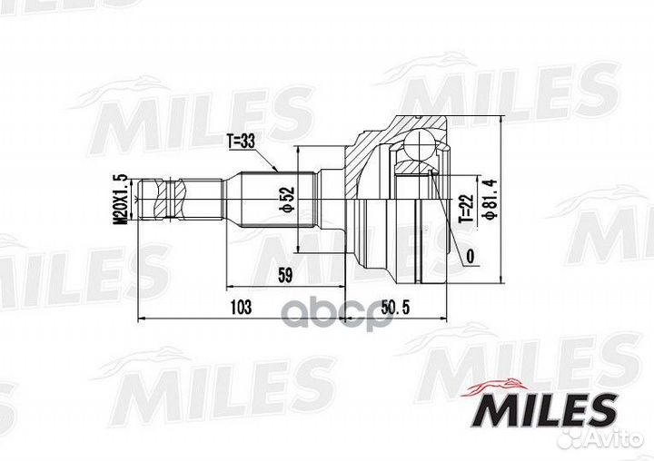 Шрус opel astra 1.4-1.7TD 98-05 нар. ga20344 Miles