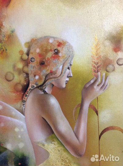 Картина «La casa del sol». Акрил, поталь, бронза