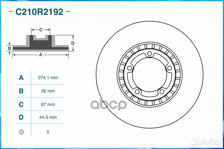 Диск тормозной передний, hyundai-KIA C210R2192