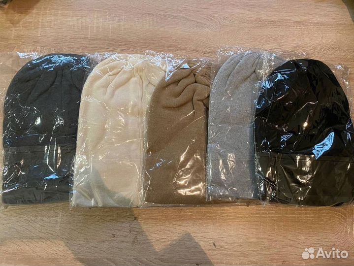 Двойная теплая шапка мелкой вязки Шапки Оптом