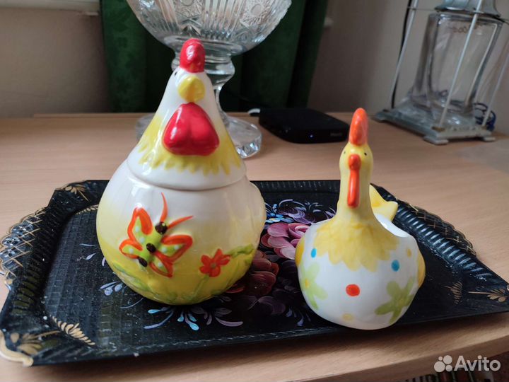 Фигурки фаянсовые петушок и курочка
