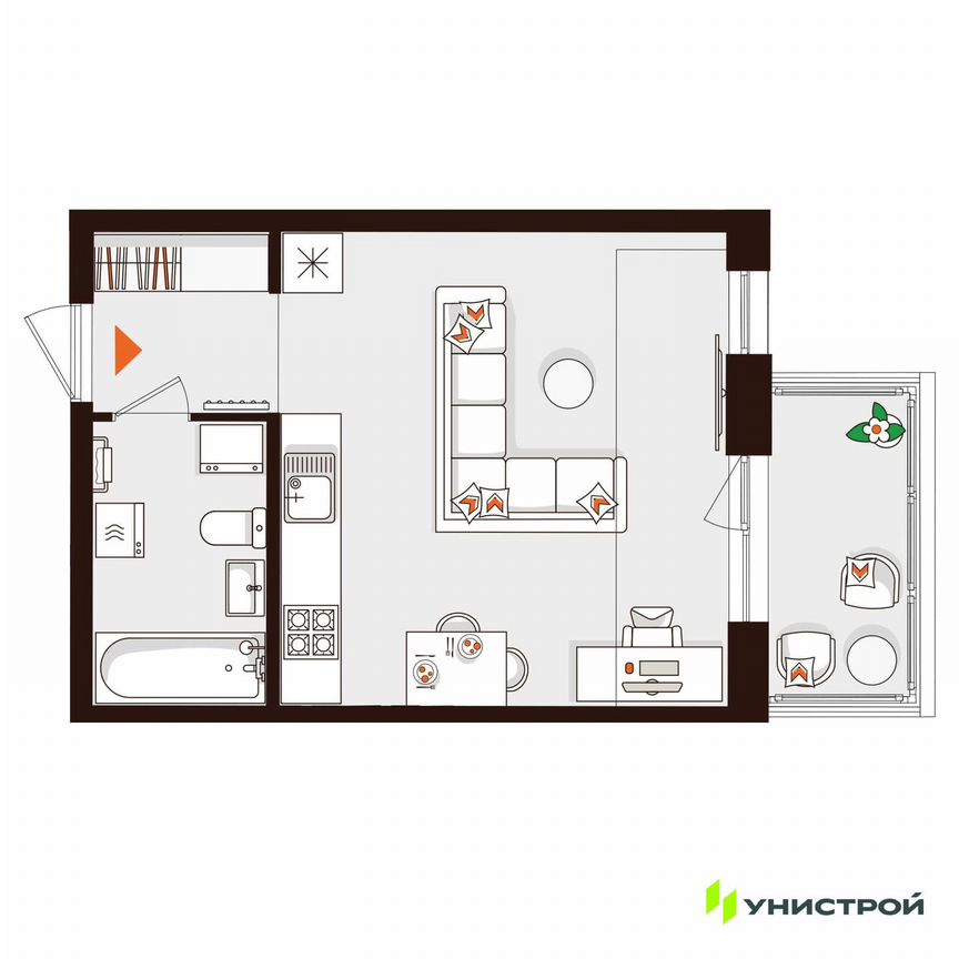 Квартира-студия, 30,2 м², 2/5 эт.