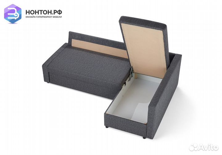 Диван угловой дельфин Поло тёмно-серый