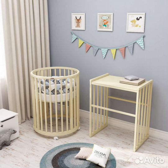 Детская кроватка 8 в 1 Standart слон.кость (бук)