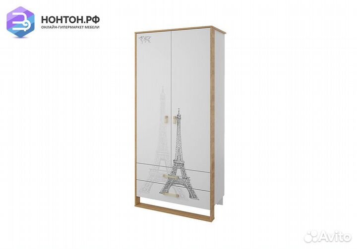 Шкаф двухдверный Сити бело-серый / дуб небраска