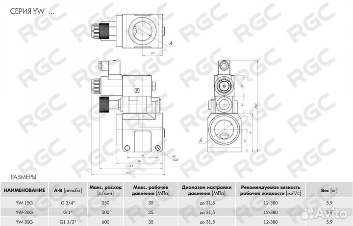 Клапан предохранительный YW-15G-20B-1/B220Z5L