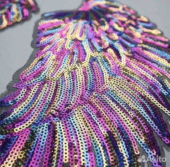 Крылья термонаклейка аппликация пришивная пайетки