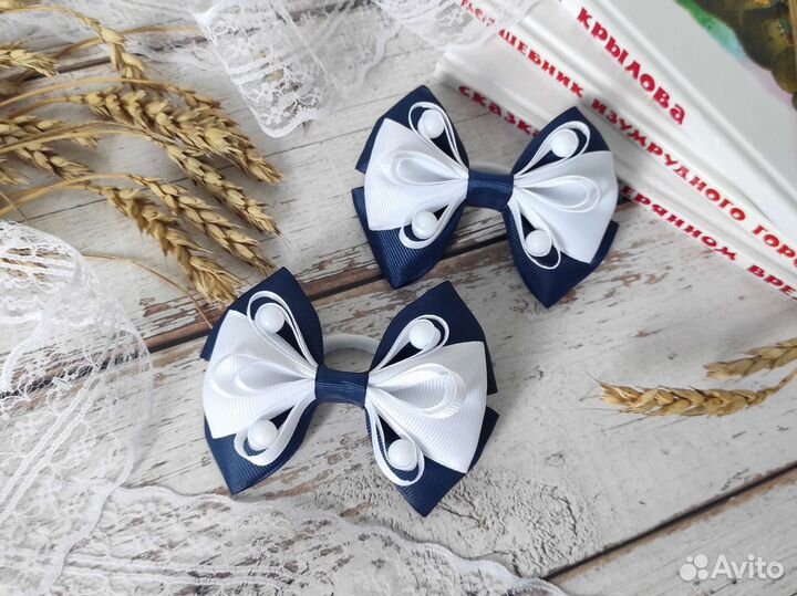 Школьные бантики для волос ручная работа