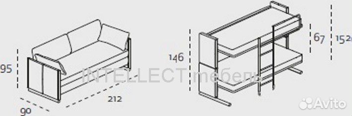 Диван кровать двухъярусный
