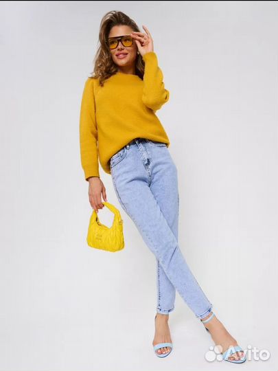 Джинсы бананы с высокой посадкой