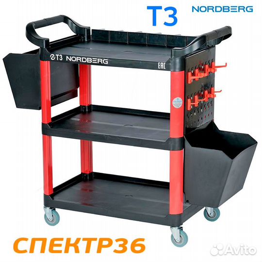 Тележка с пластиковыми полками nordberg T3